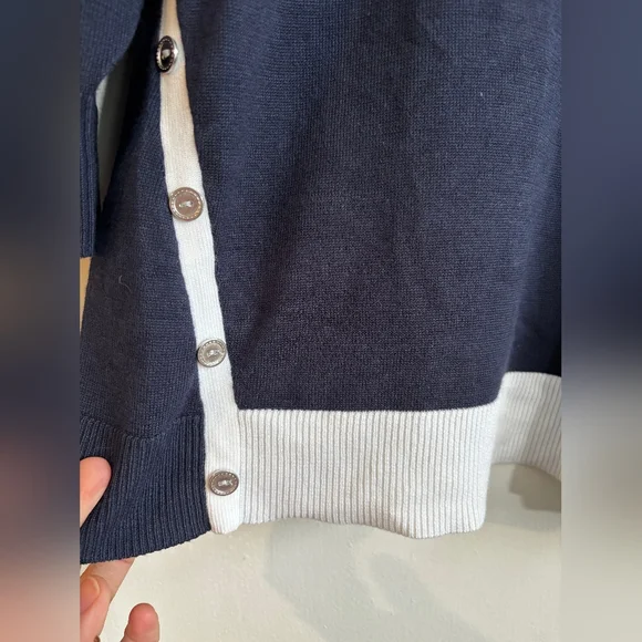 Christopher & Banks Navy and White Knit Top - Picture 2 of 6